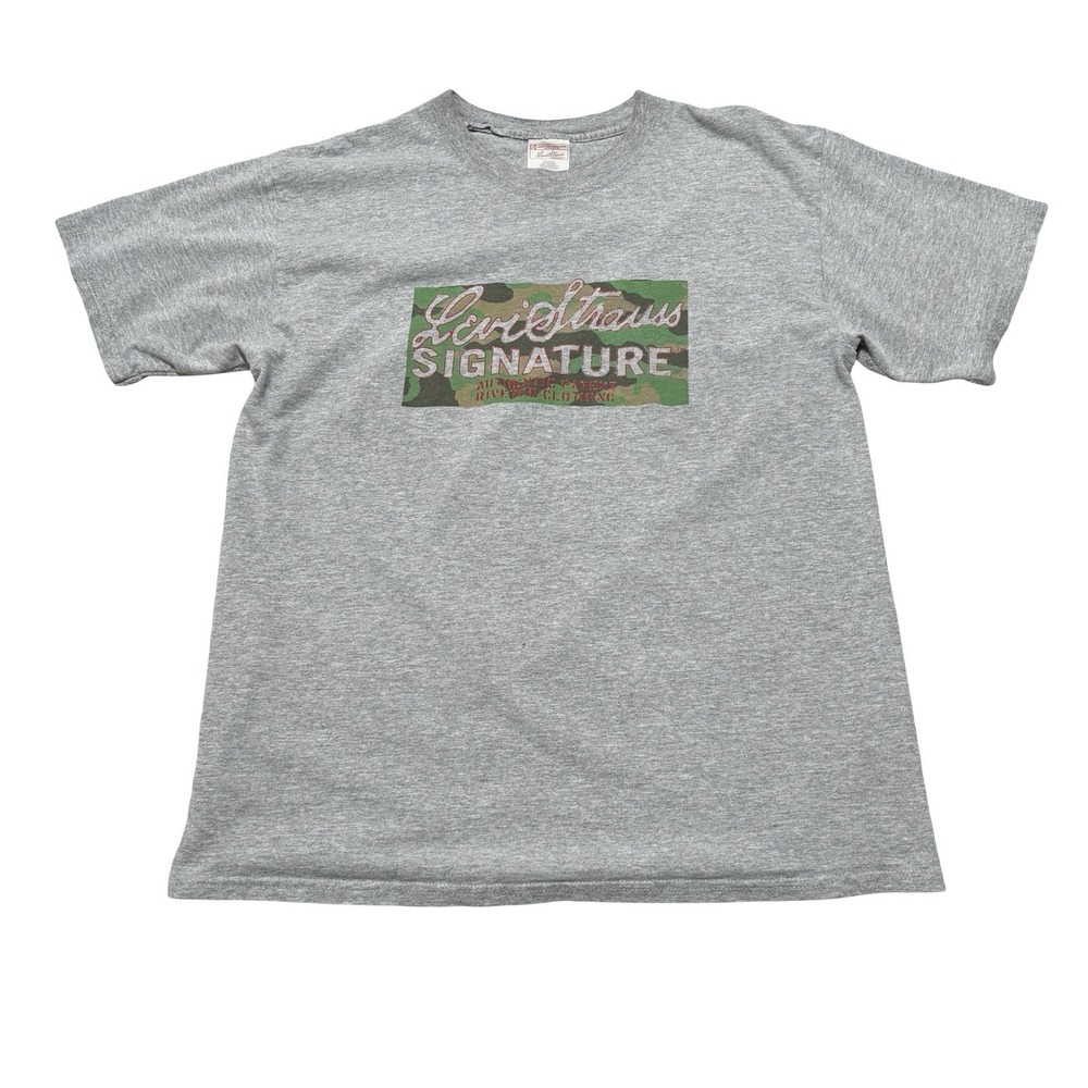 Vintage Y2K Levi's Strauss Men's Double Sided Logo T Shirt Gray Size L 21.5 x 28